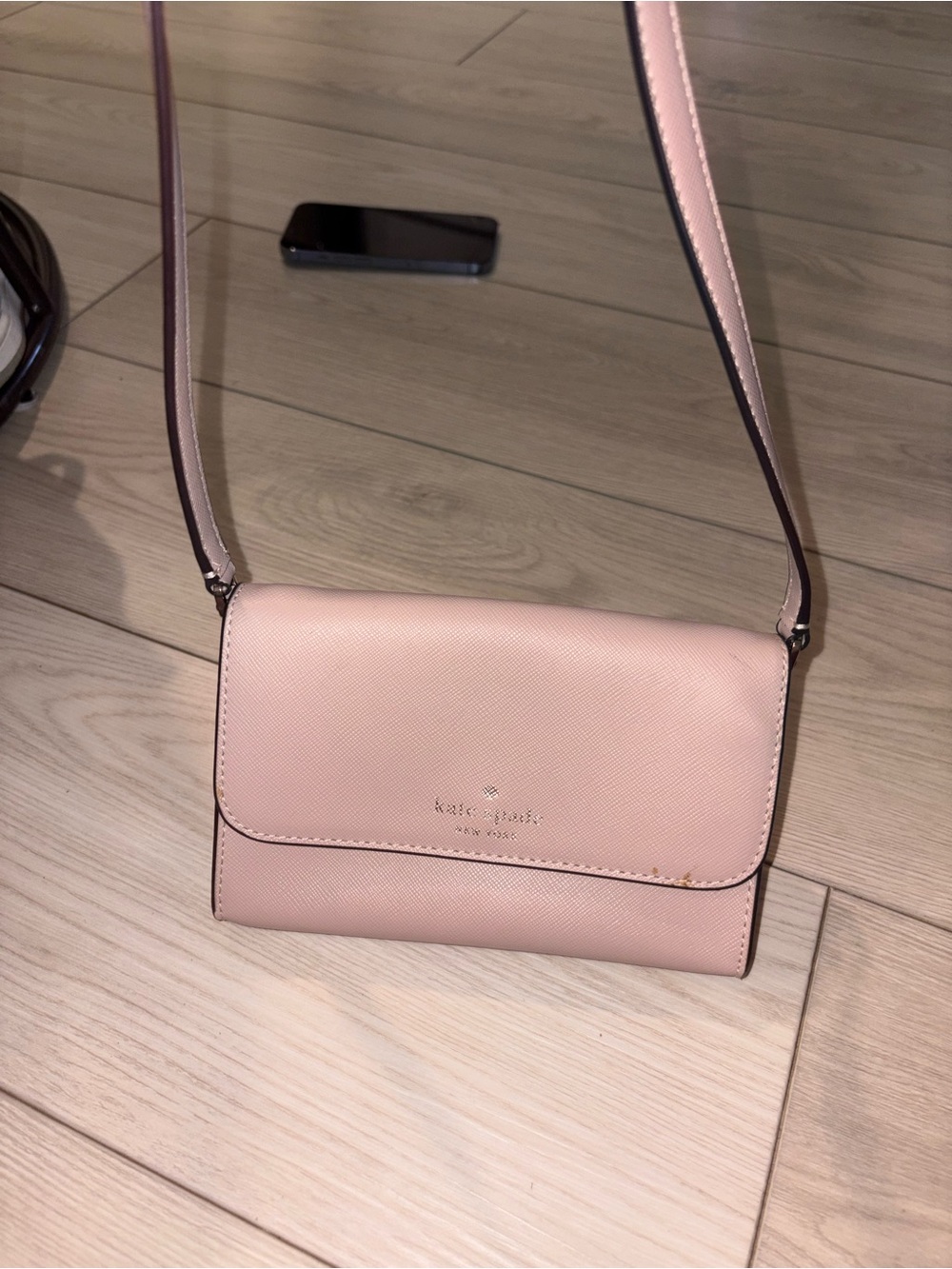kate spade blush pink Saffiano leather crossbody